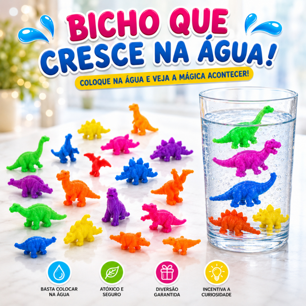 30 Bichos Dinossauro Cresce na Água p/ Kit Festa Lembrancinha Prenda Infantil Brinquedo