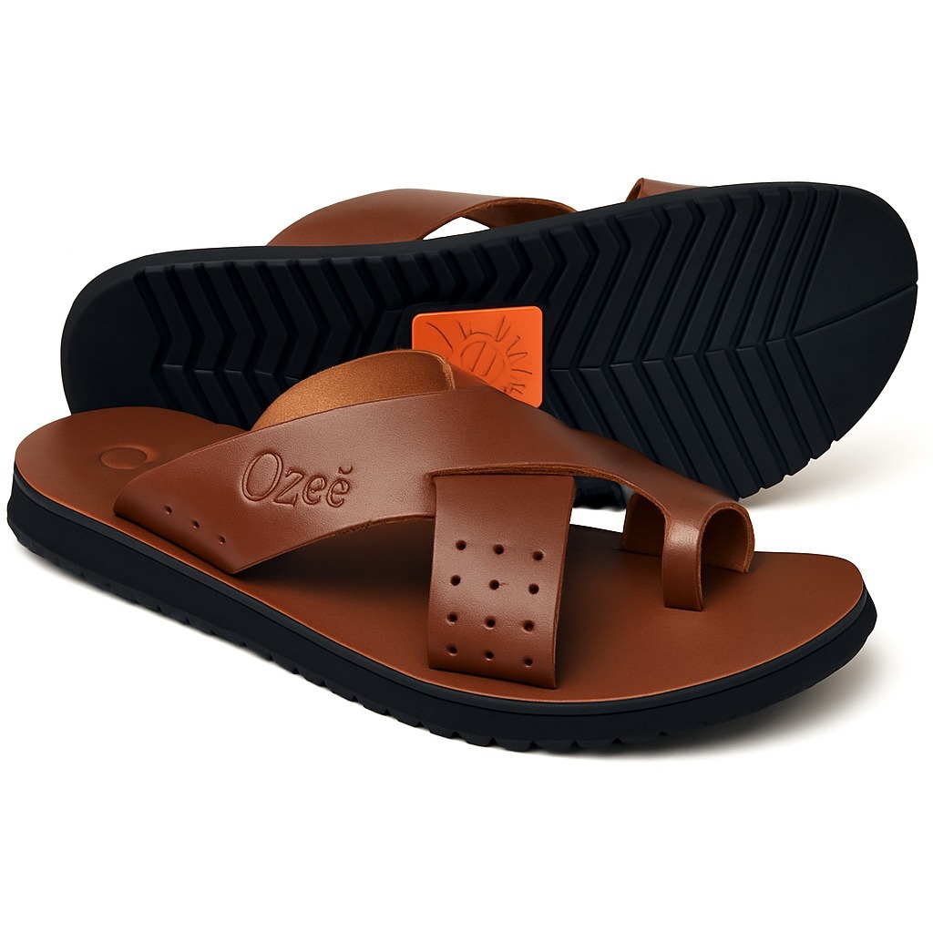 Chinelo Sandália Masculino De Dedo e Trançado Casual Confortável Couro Legítimo Solado De Borracha Anti Derrapante Verão