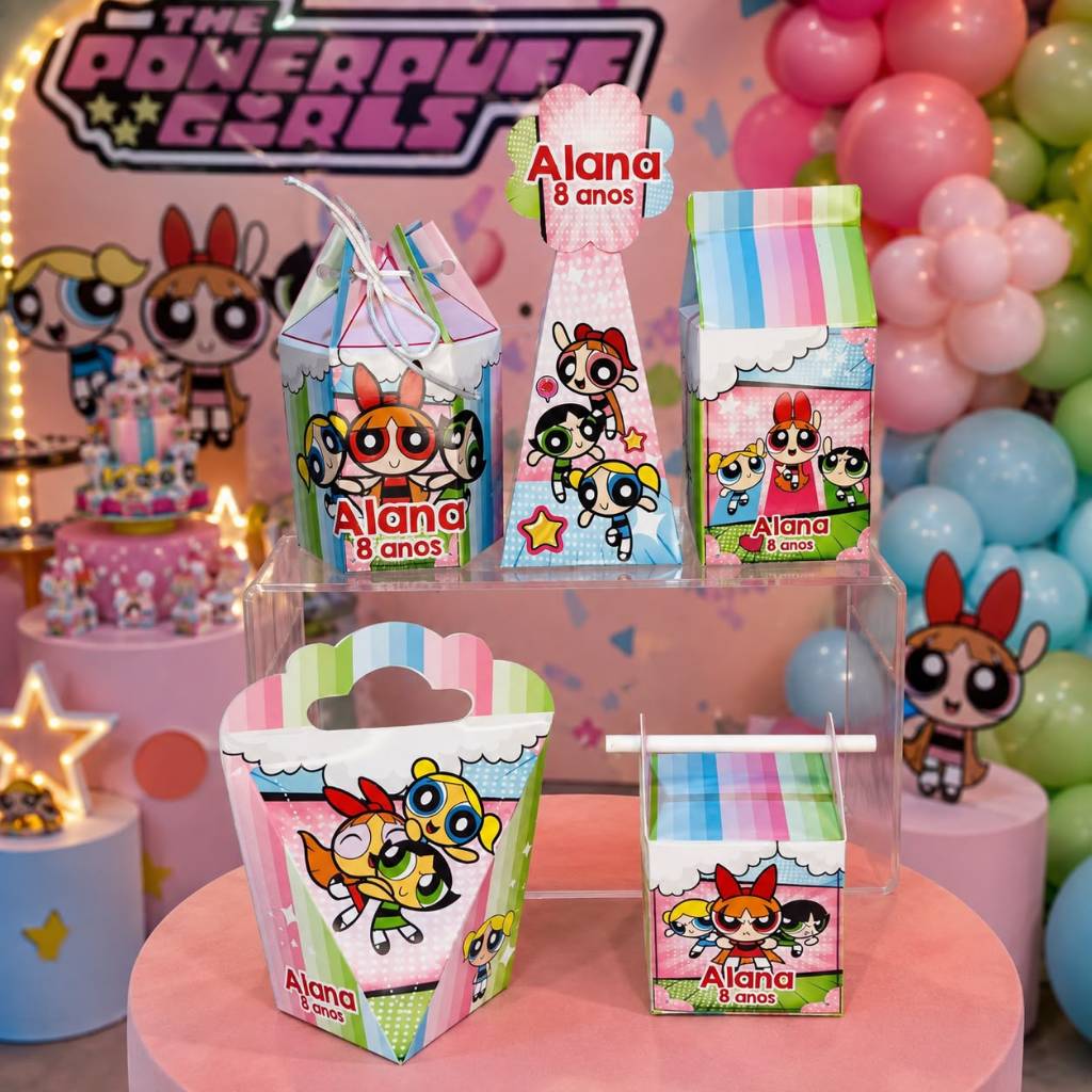 Kit 20 Personalizados  - AS MENINAS SUPER PODEROSAS - Caixas para Lembrancinhas de aniversário (DESMONTADO)