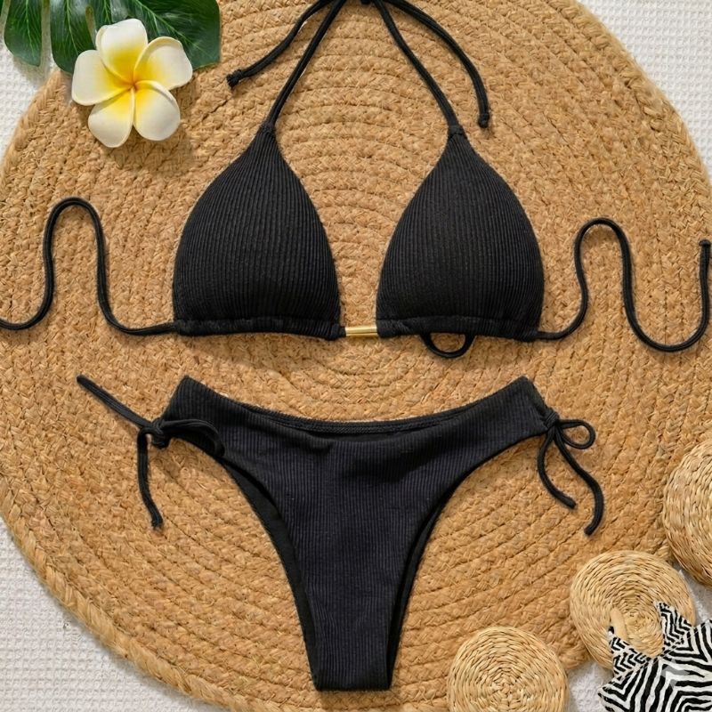 Biquíne Curtininha Conjunto Femino com Amarração Lateral