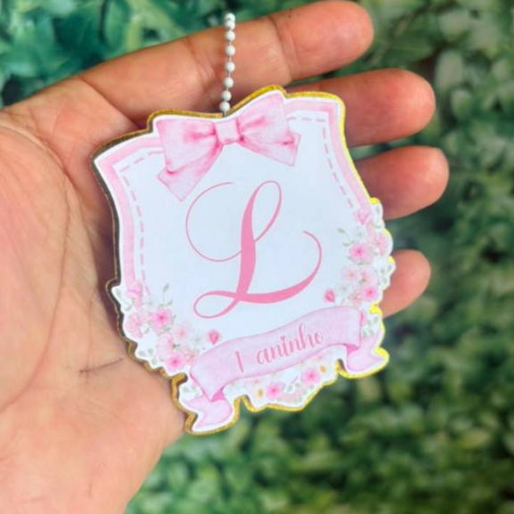 Aplique 3D Personalizado com Nome e Correntinha Tag Lembrancinha Aniversário Jardim Borboletas