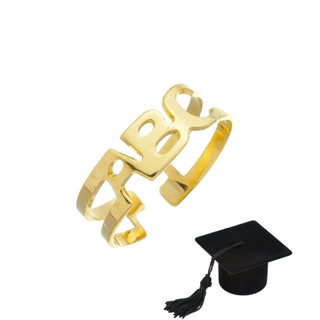 Anel ABC Ajustável Escolar Formatura infantil Menino e Menina Folheado a Ouro 18k