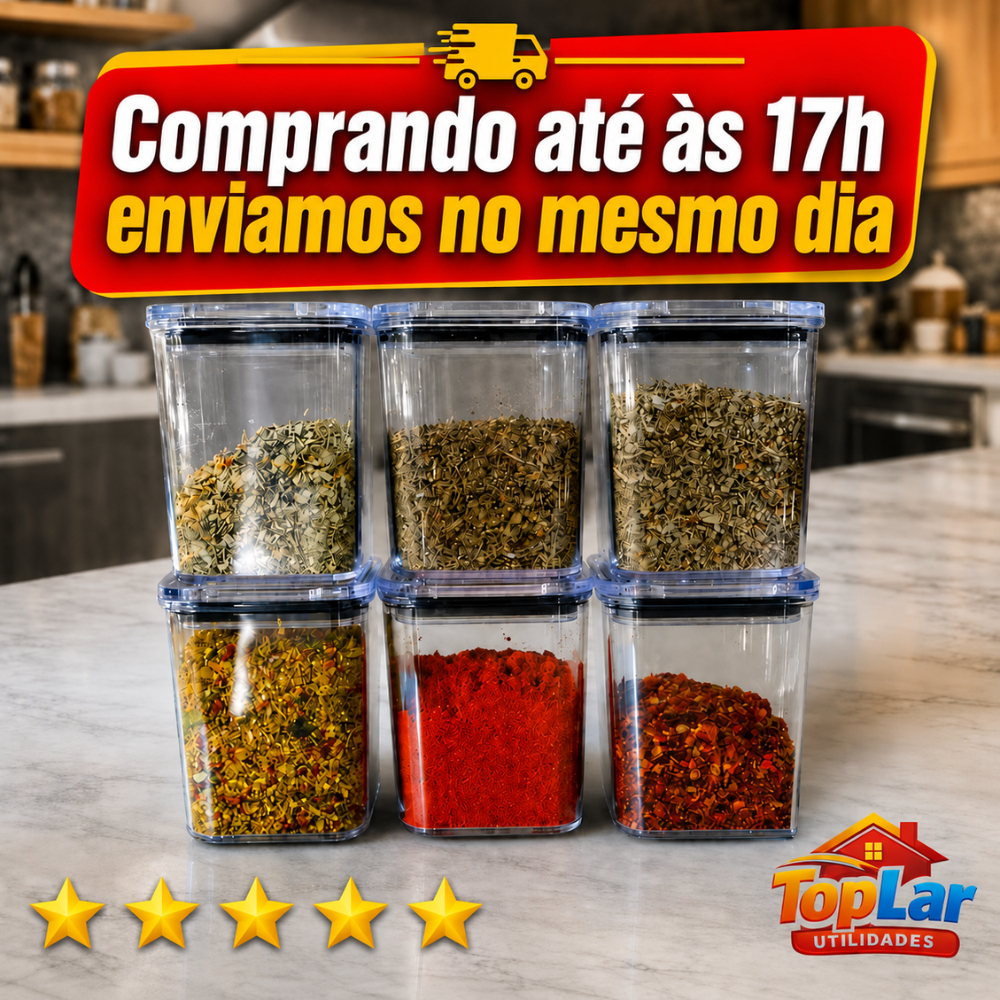 Pote Hermético 200ml kit com 2 - 4 ou 6 potes para Temperos Condimentos Acrílico Transparente