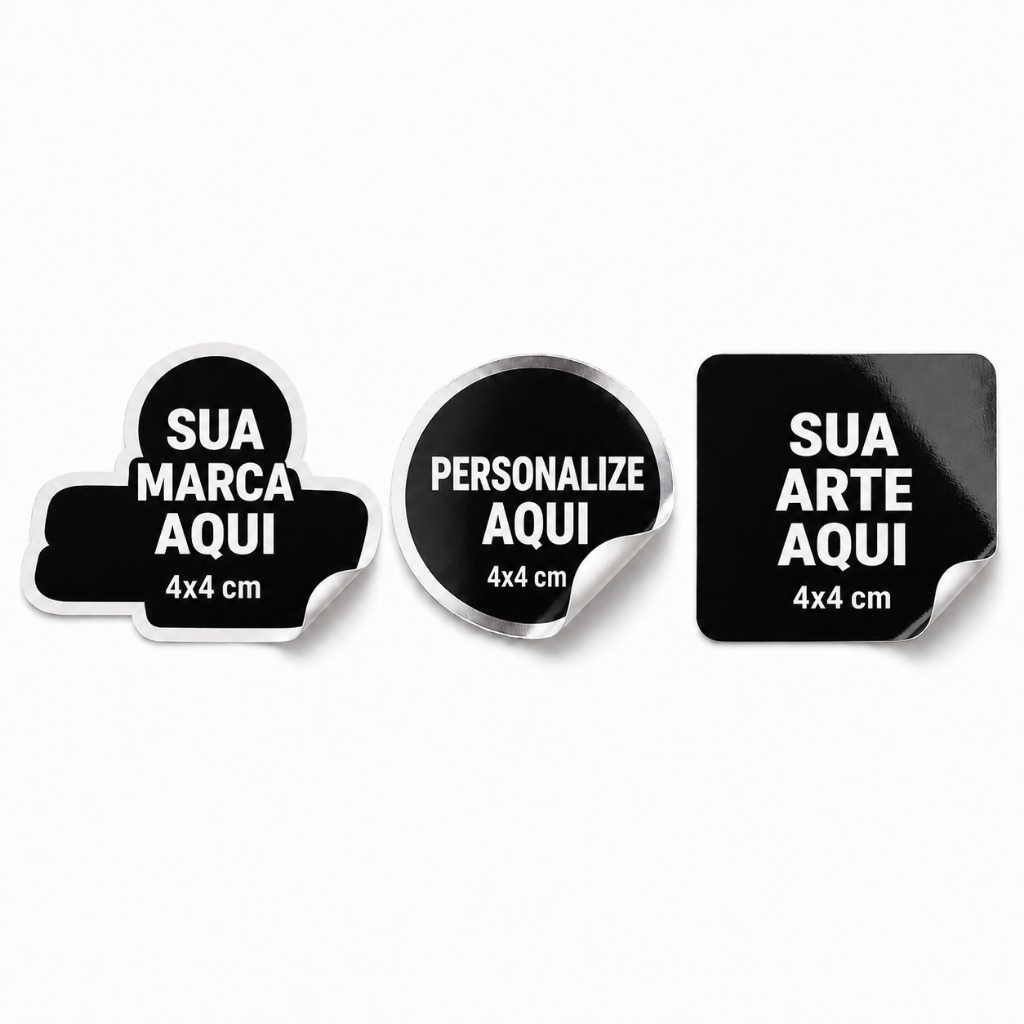 Kit Adesivos Personalizados Vinil 4x4cm Sua Logo e Arte Prova D'água