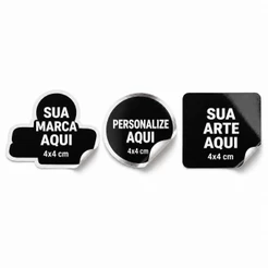 Kit Adesivos Personalizados Vinil 4x4cm Sua Logo e Arte Prova D'água