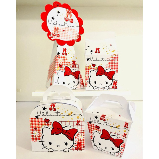 Kit Caixa Personalizadas Hello Kitty Vermelha | Mesversarios, Aniversários, Festa | Infantil