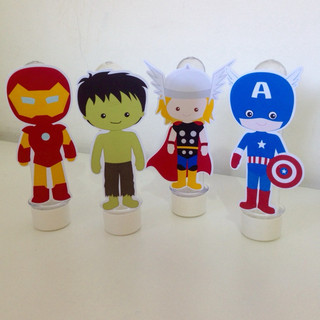 Tubete Heróis - Lembrancinha Heróis - Decoração - Mesa - tubete hulk capitão américa thor homem de ferro