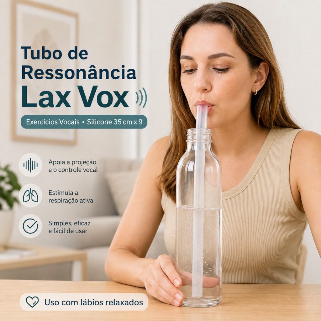 Tubo Ressonância Vocal Lax Vox Silicone 35cm x 9mm Exercício Vocal ETVSO Canto Fonoaudiologia