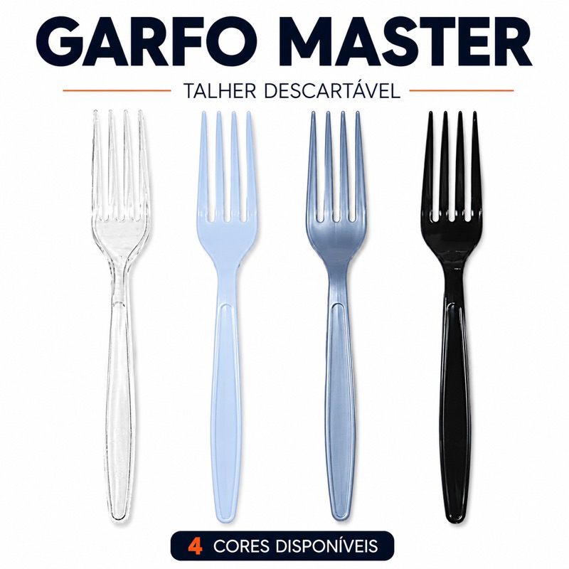 Garfo Master, Faca e Colher (50 a 300uni) Talher Descartável