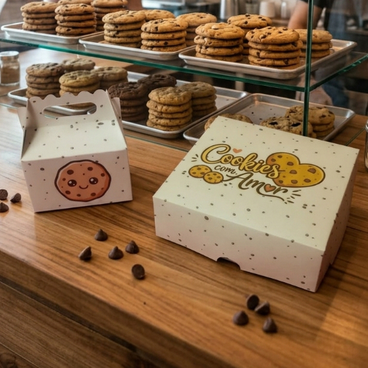Caixas para cookies quadrada OU maleta MINI