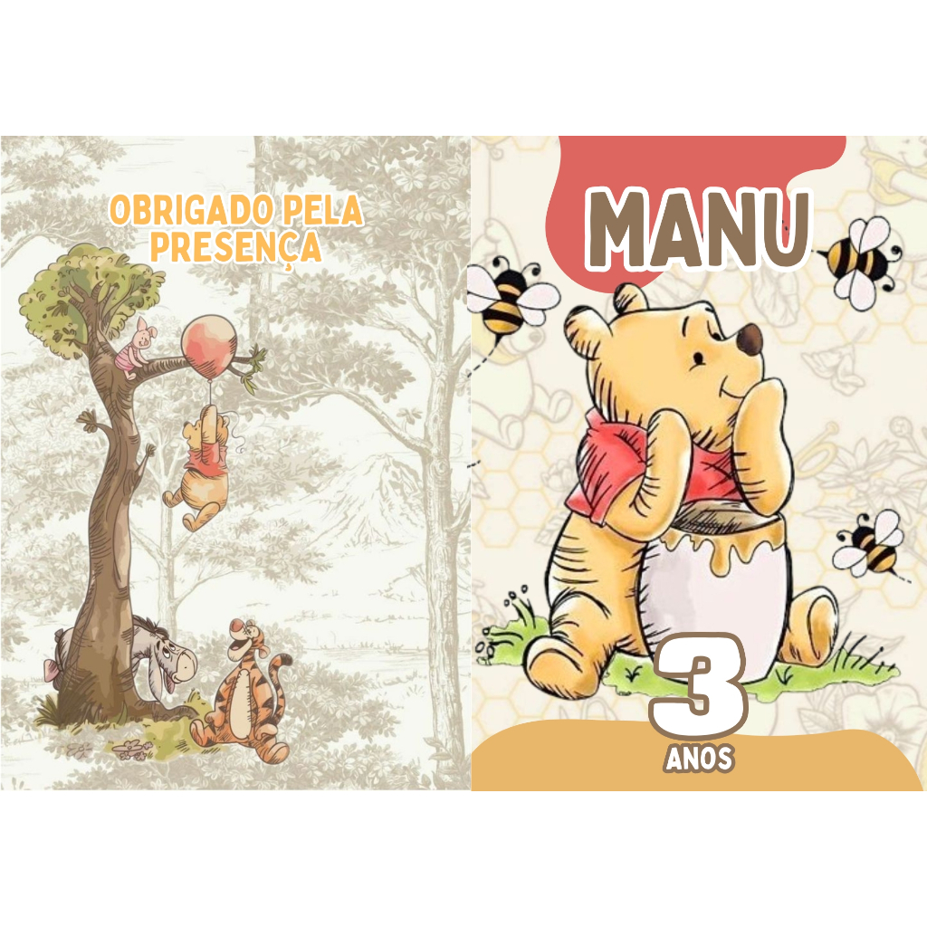 20 Livrinho de Colorir Personalizada com Nome e Idade Ursinho Pooh Lembrancinha Aniversário Infantil