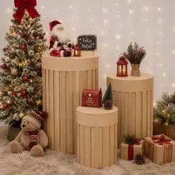 Trio Cilindro Ripado Moderno Tampa Fixa Mdf Reforçado Decoração sua Festa