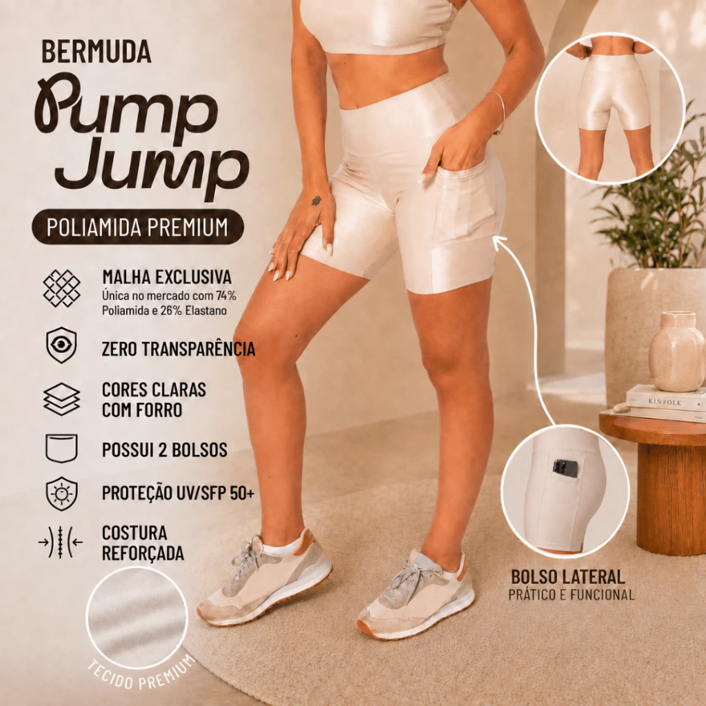 Bermuda com Bolso Fitness Feminina Meia Coxa Micro Canelada Poliamida Premium Academia