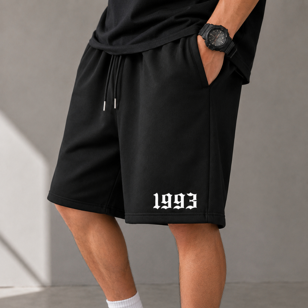 Bermuda 1993 Masculina Moletinho Estampada Streetwear com Elástico e Bolsos Short Casual Confortável