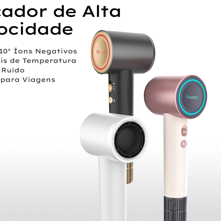 GOKOCO Mini Secador de íons negativos Cabelode Alta Velocidade Secador de Cabelo Portátil Baixo Ruído Secagem rápida
