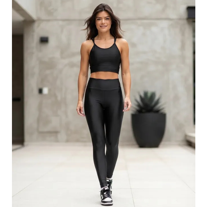 Conjunto Calça Legging e Top Fitness Zero transparência com Bojo removível Roupa de Academia feminino
