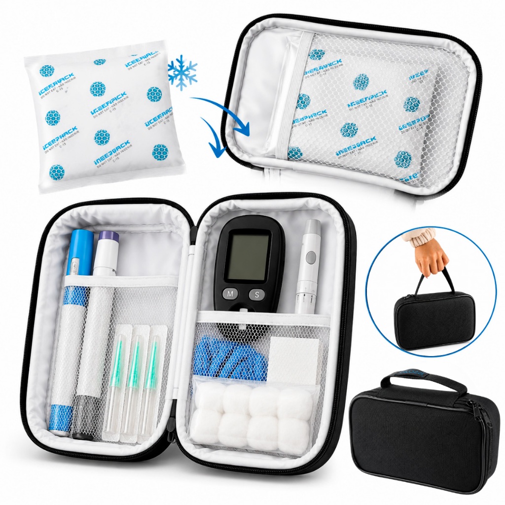 Bolsa Térmica TG com Gelo Gel Transportar Caneta Insulina Ozempic Mounjaro Medicamentos Refrigerados Peptídeos