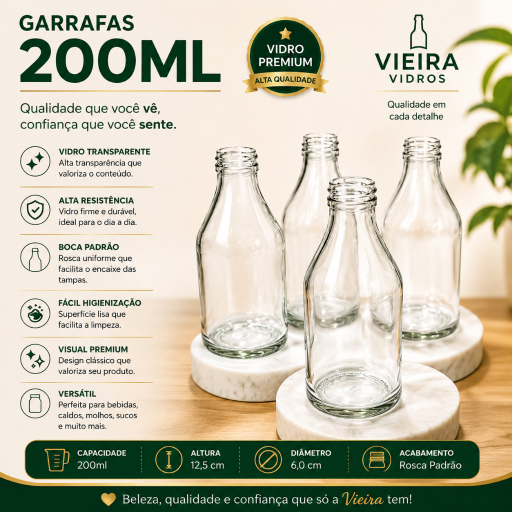 KIT 10UN/24UN Garrafas De Vidro Coquinho 200ml para Pimenta, Azeite e Decoraçôes.