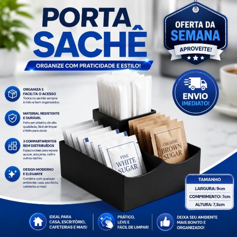 Porta Sachê De Açúcar Adoçante E Mexedor Modular Para Cantinho Do Café Escritório Cozinha