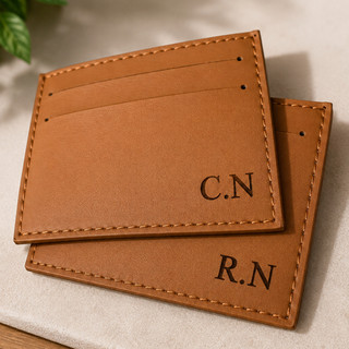 Porta Cartão PERSONALIZADO Slim Couro CNH Logo Nome Iniciais Gravação Laser