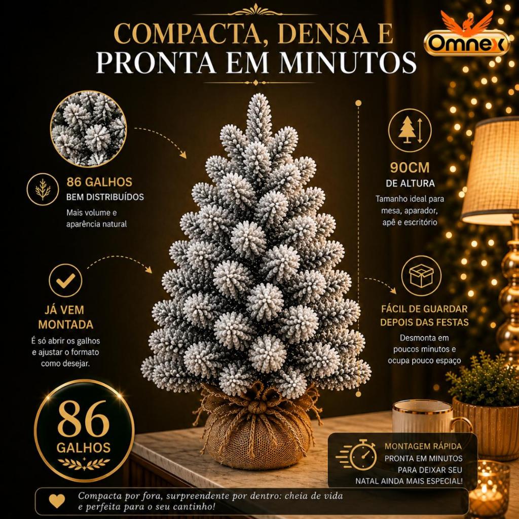 Arvore De Natal De Mesa Premium Luxo Verde ou Nevada Pinheiro Decoração 45cm 60cm ou 90cm