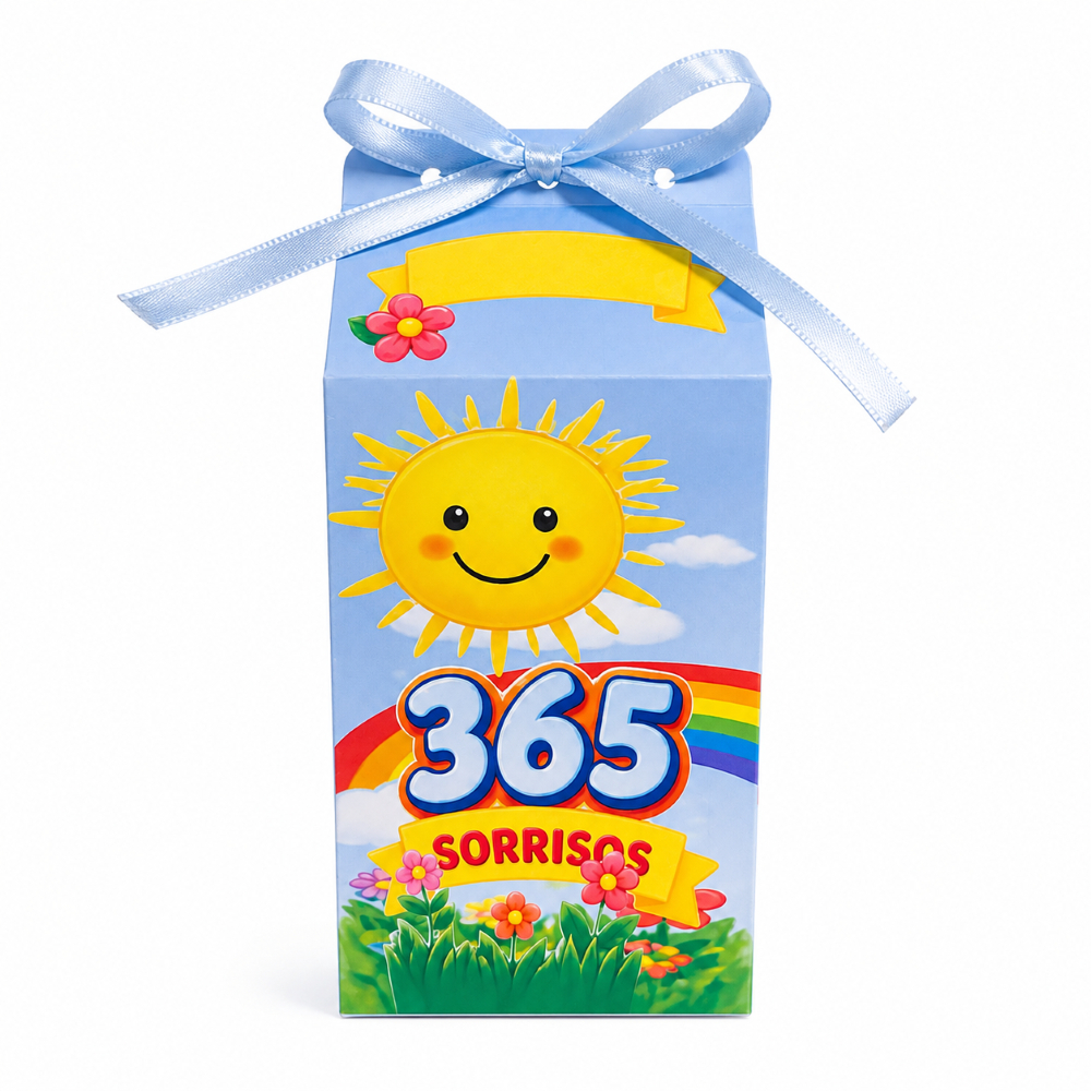 Caixinhas Personalizadas 365 Sorrisos | Caixa Milk | Lembrancinhas Aniversário | Fazemos Todos os Temas