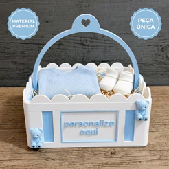 Cesta Para Presente Personalizada Com Nome e Diversas Cores Cachepot Decorativo Maternidade Batizado Aniversario Festa