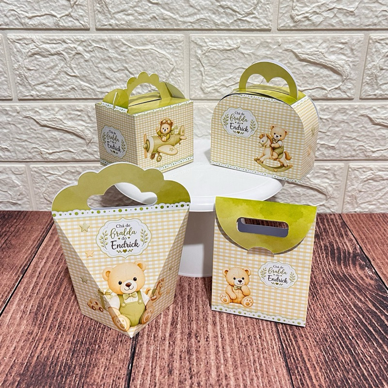Personalizados Baby Chá ou Chá Revelação Ursinho Verde  ( PEGUE E MONTE ) Festa Personalizada ou Lembrancinhas