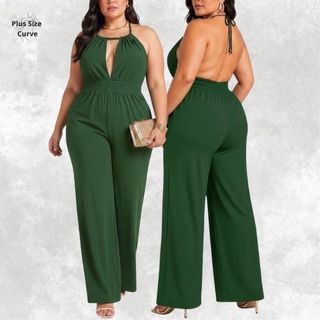 Macacão Plus Size Feminino Longo Macacão Longo Feminino Elegante Macacão Costa Nua Macacão Alfaiataria Feminino Macacao