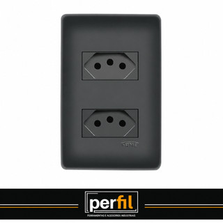 Tomada 20A Preta FAME Tomada 20A Dupla 2P+T Tomada 20A 250V Com Placa 4x2