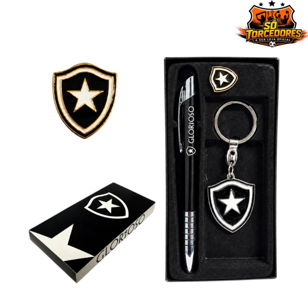 KIT BOTAFOGO OFICIAL CHAVEIRO, CANETA E PIN