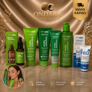 Derma Chem Ácido Salicílico para Pele Oleosa e Acneica Sérum Sabonete Gel Esfoliante Água Micelar Protetor FPS 60