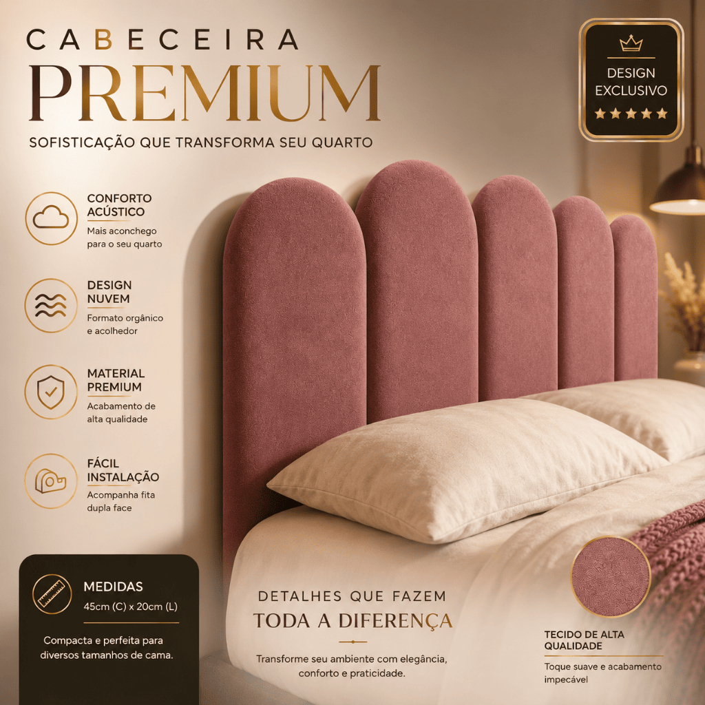 KIT Com Até 7 Cabeceira de Cama Nuvem Cama Casal King Queen Box 45x20cm Envio Rápido