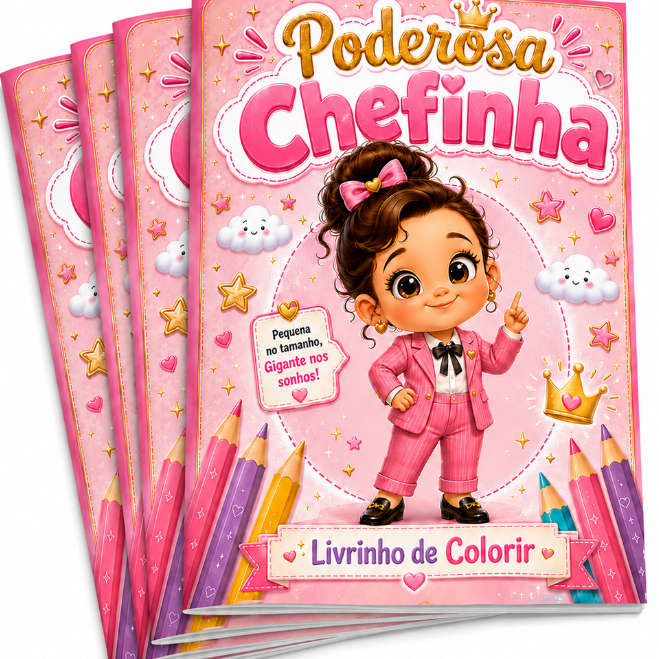 Kit 10-50 Un Livrinho Revistinha de Colorir Poderosa Chefinha Baby Personalizado Lembrancinha Aniversário Infantil