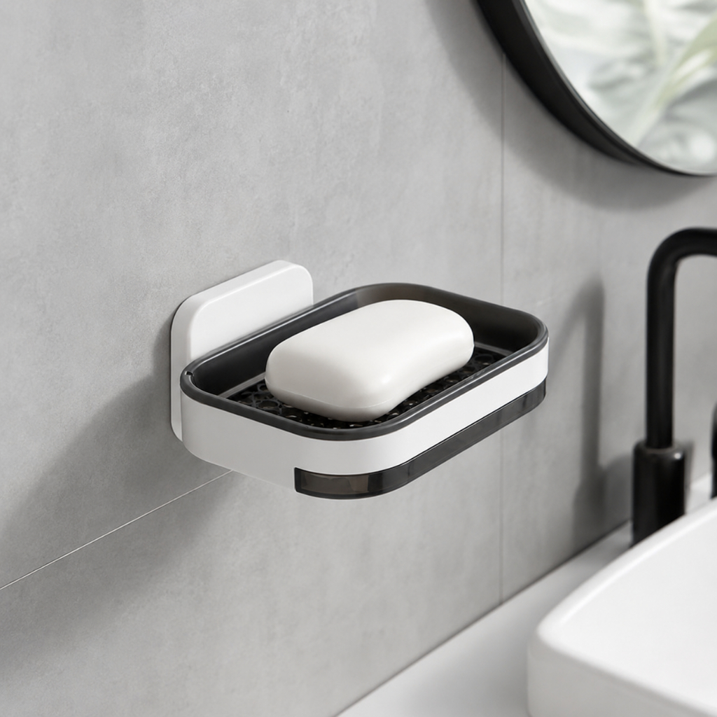 Saboneteira Adesiva Modular Para Banheiro Sem Furo Com Drenagem Rápida