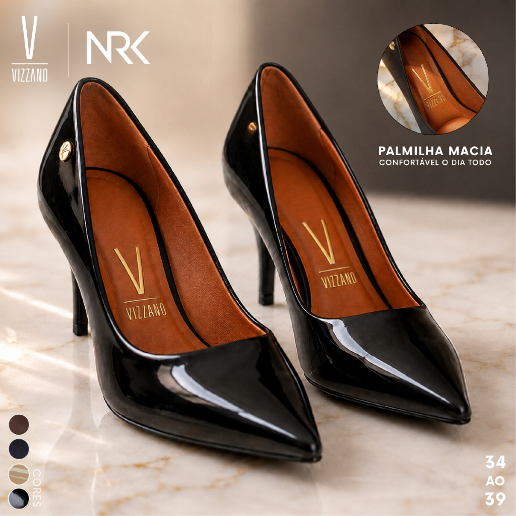 Scarpin Feminino Vizzano Salto Médio Sapato Bico Fino Macio