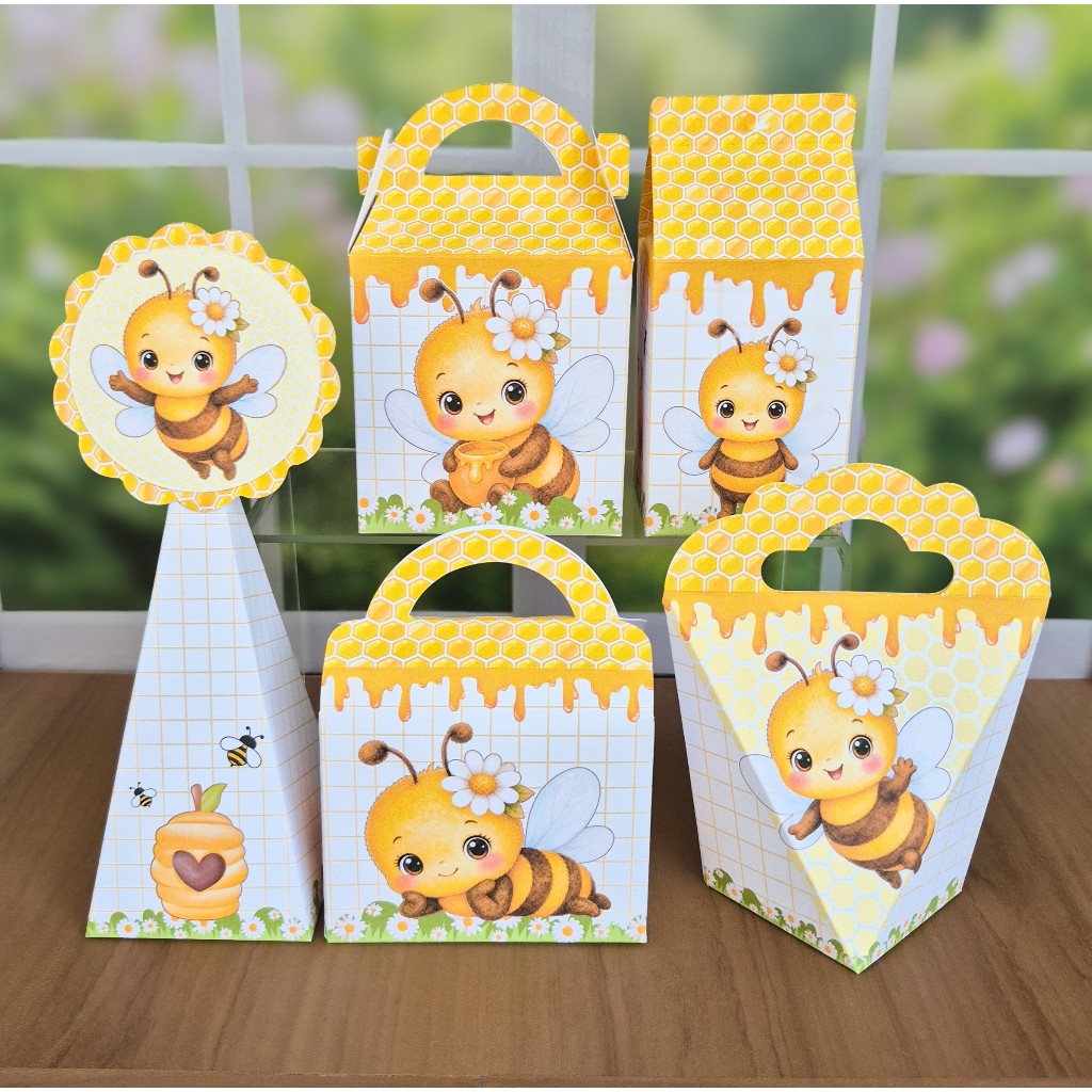 10 a 25 Caixinhas Personalizadas Abelhinha kit Lembrancinha Festa Infantil Aniversário Menina Abelha