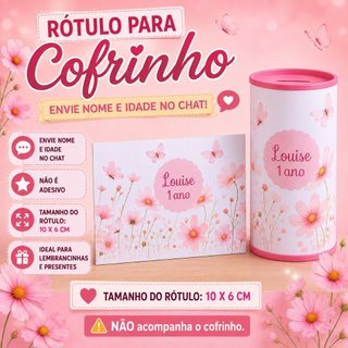 Rótulo para cofrinho JARDIM DAS BORBOLETAS aquarela - Não é adesivo