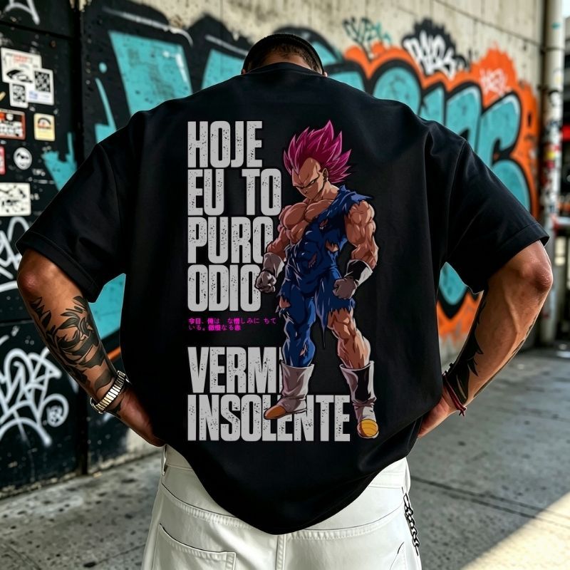Camiseta Unissex Oversized Plus Size Feminina Masculina Treino Puro Odio Verme Confortavel Premium Academia Maromba Anim