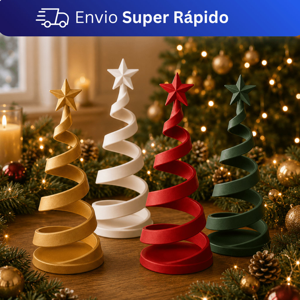 Árvore de Natal Espiral 12 cm Decorativa Minimalista Enfeite Natalino de Mesa Sala Escritório Presente Decoração Moderna