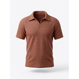 No.26 Camisa Polo Masculina Texturizada em Nylon com Elastano Manga Curta Gola Aberta Casual Moderna
