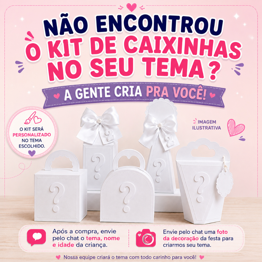 Kit Caixinhas Personalizadas | Safari | Margarida | Arco-Íris Boho | Ursinha | Circo | Festa Infantil | Lembrancinha
