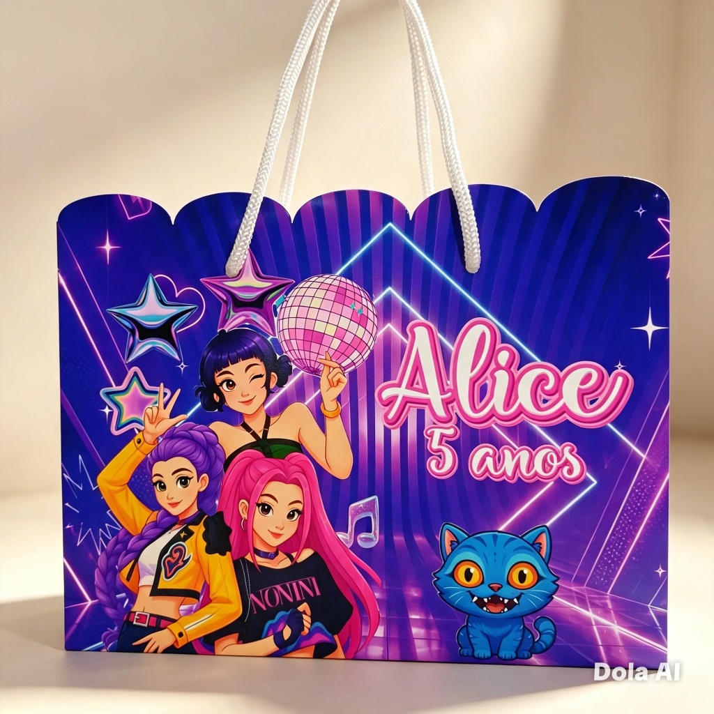 Sacolinha personalizada das Guerreiras do kpop Lembrancinha de aniversário pegue e monte