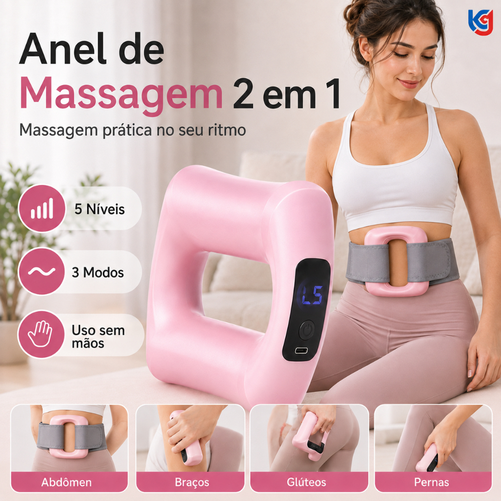 Anel de Fáscia de Luxo e Alta Qualidade com Cinto, Massageador Multifuncional de Anel de Fáscia com Carregamento USB