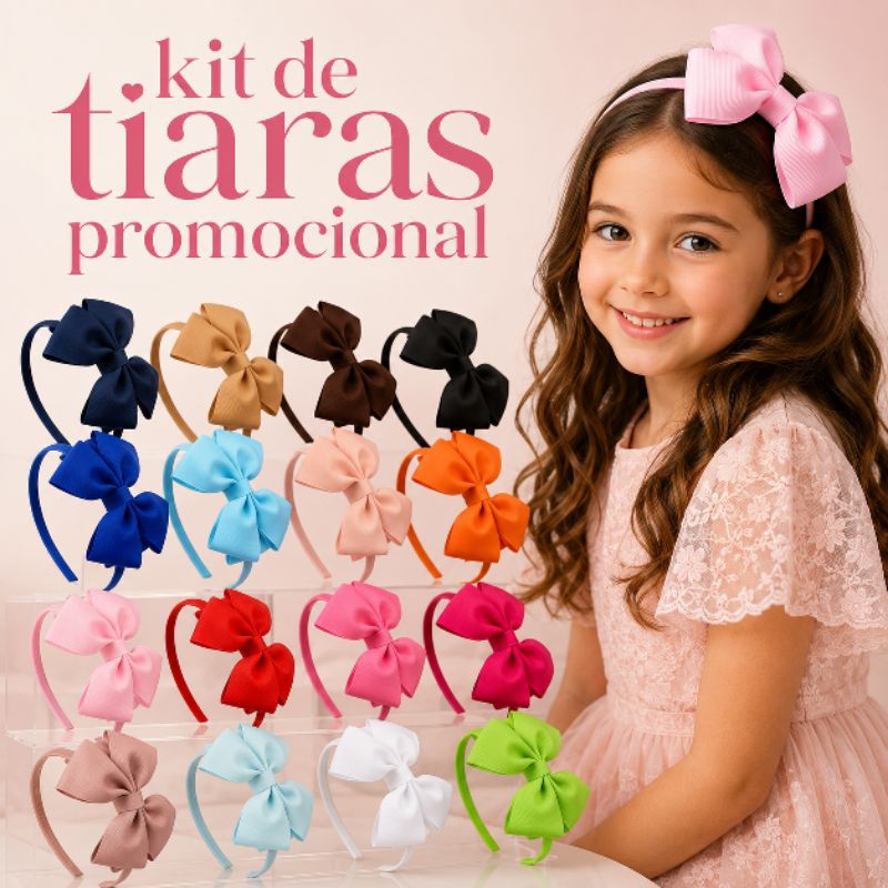 Kit 3 Tiaras infantis lindas coloridas charmosas