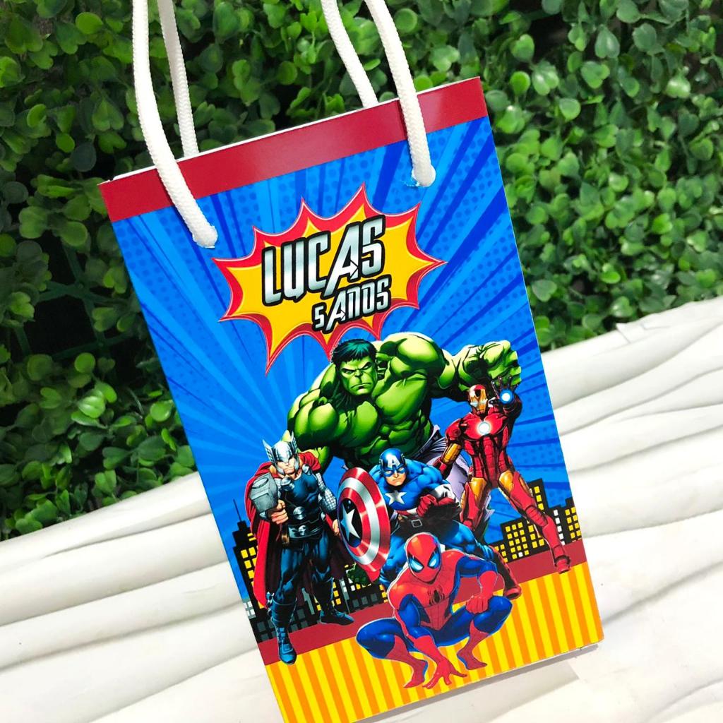Sacolinha Surpresa Personalizada Vingadores | Lembrancinhas Festa Infantil Aniversário Super Heróis