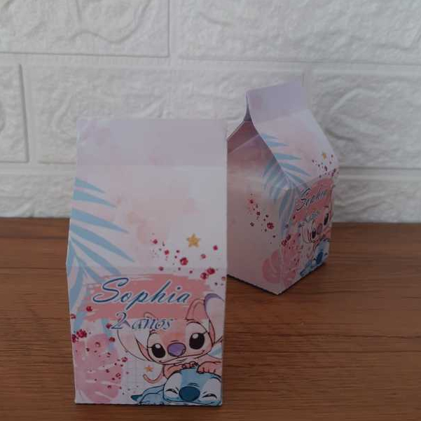 Kit Caixinhas Milk Personalizadas Stitch | Lembrancinha Festa Infantil | Aniversário