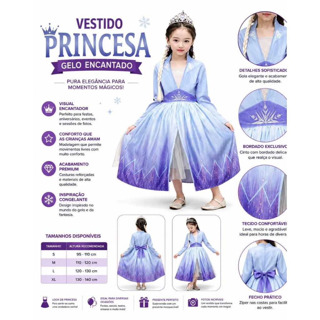 Vestido Elsa Frozen Romance Menina Princesa Fantasia Crianças Role Play Cosplay Traje Disney Halloween Aniversário
