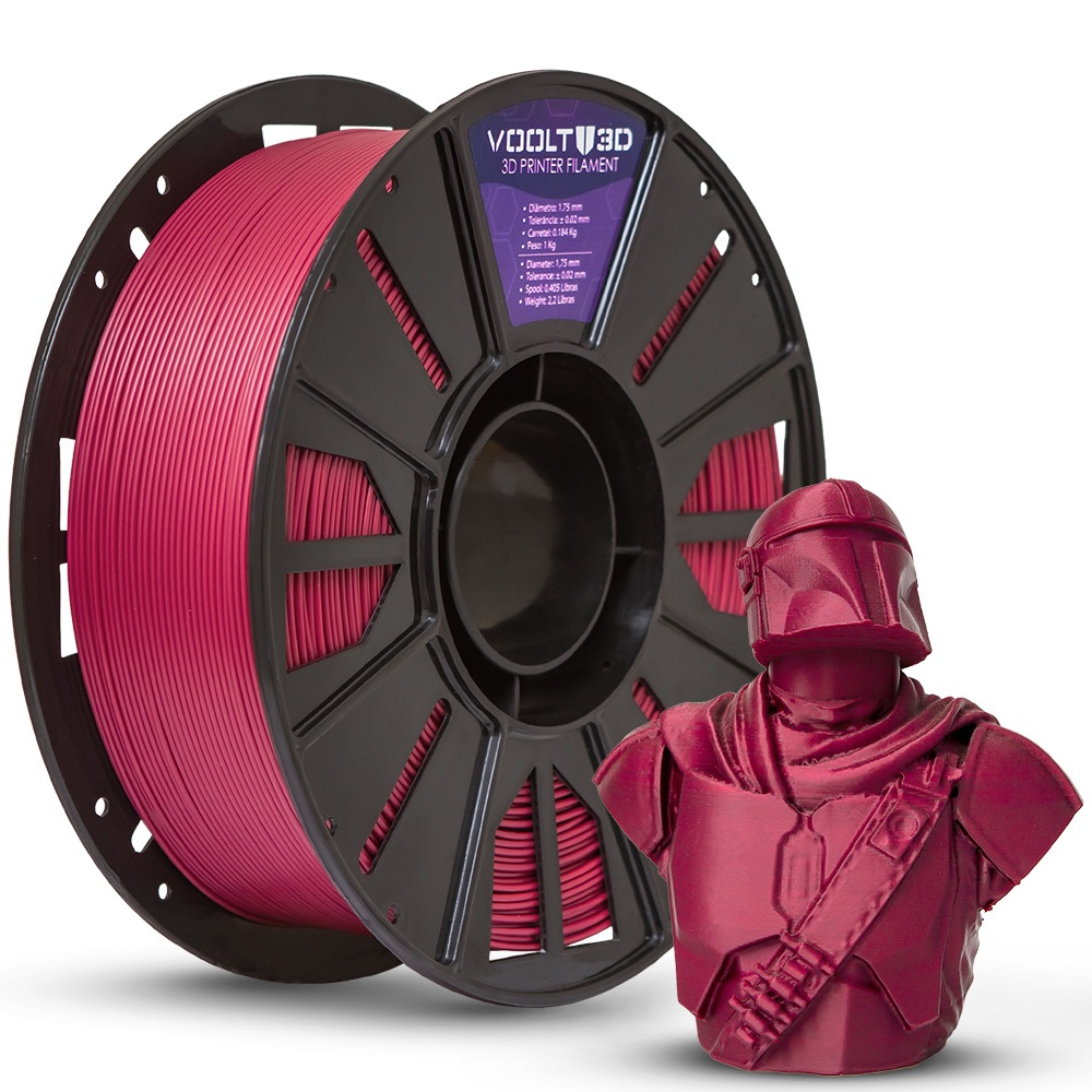 Filamento PLA Cor Vermelho Marsala Sólido Premium 1Kg 1,75mm Para Impressora 3D FDM - Voolt3D