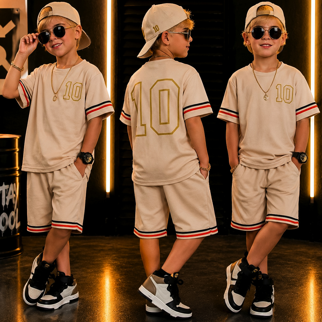 Conjunto Infantil Menino Lançamento Juvenil Verão  Bermuda e Blusa Dry Fit Veste Do 2 até 12 anos